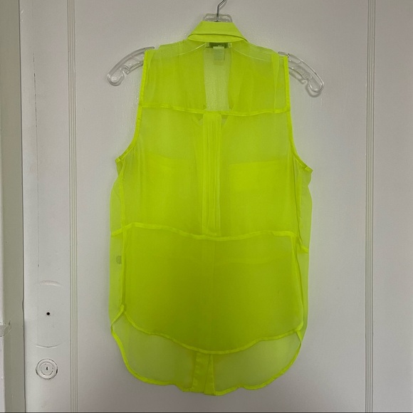 Neon Yellow Sheer Blouse - Picture 4 of 8